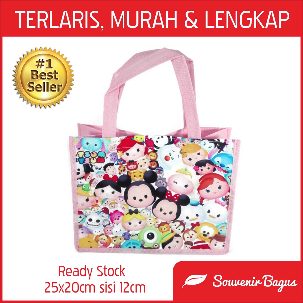 TERLARIS Tas Ultah Tsum-Tsum Pink  - Tas Ulang Tahun Anak Tsum  Goodie Bag Ultah Tsum Tsum Termurah