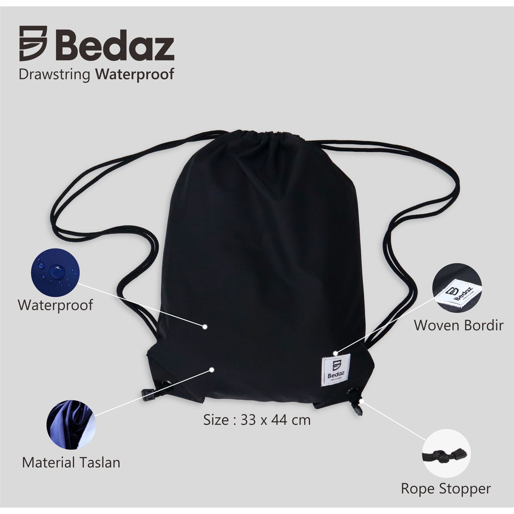 Tas Serut Drawstring Basix Bedaz Hitam Shopee Indonesia