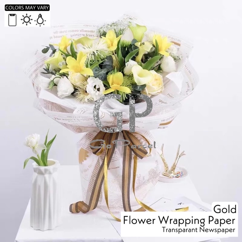 ( 5 Lembar ) TRANSLUCENT NEWSPAPER - FLOWER WRAPPING COLOR PAPER KERTAS BUNGA BUKET FLORIST PLASTIC CELLOPHANE