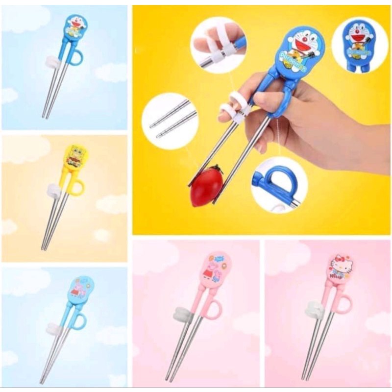 Termurah Grosir SUMPIT ANAK ALAT BELAJAR MAKAN KARAKTER LUCU / KIDS CHOPSTICK KARTUN