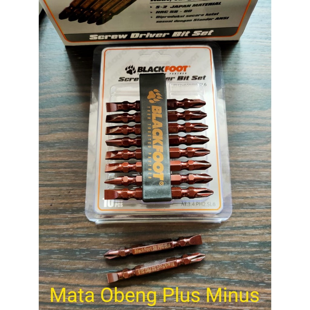 Mata Obeng Angin Mata Obeng Bor Plus Min 6x65 mm BlackFoot Plus Minus Drill Baut Sekrup Bolak Balik