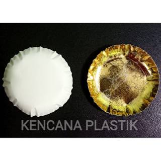 PIRING KERTAS EMAS ULANG TAHUN KUE TART BUAH / GOLD PAPER PLATE @10PCS