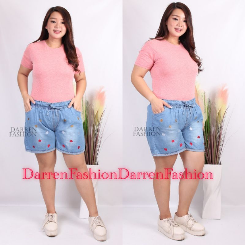 Celana Pendek Wanita Jumbo Hot Pants Love / Banana Jumbo  XL fit XXL  Celana Pendek Big Size