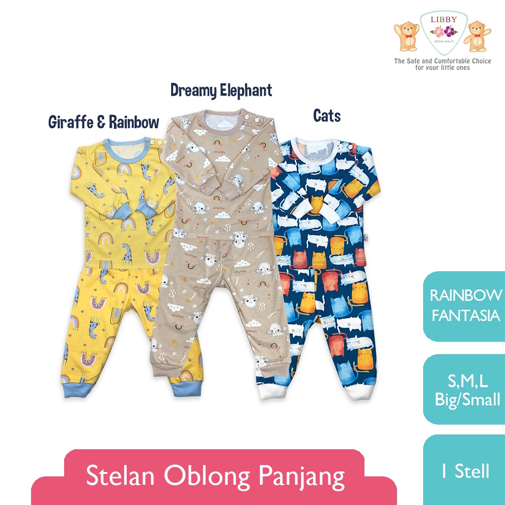 LIBBY 1 stel Stelan Oblong Panjang - Celana Panjang Motif Rainbow Fantasia (Tersedia varian Motif)