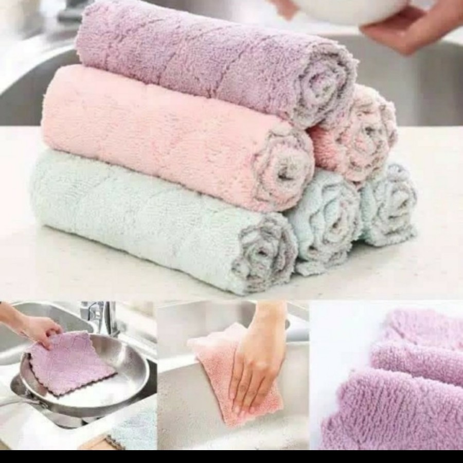 Kain Lap Piring Anti Minyak Microfiber Dapur cuci hand towel serbaguna