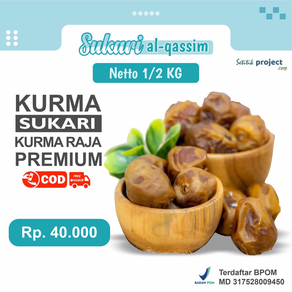 Kurma sukari 500gr (1/2 KG) al qassim premium kurma raja kualitas terbaik