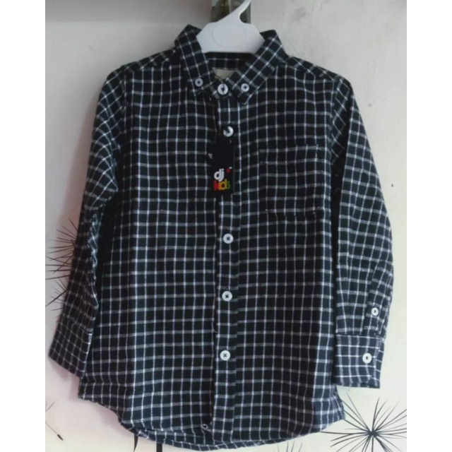 kemeja flanel hitam anak laki dj kids