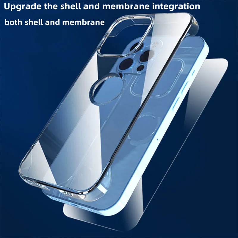 Casing Hardcase 2 in 1 + Pelindung Layar Tempered Glass HD Untuk iphone 12 Pro Max 13 Pro Max