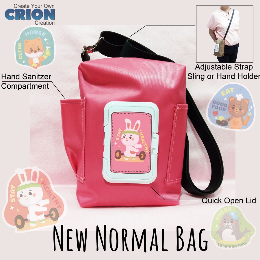 Crion - tas 4 in 1 pouch untuk tisu masker hand sanitizer quote series