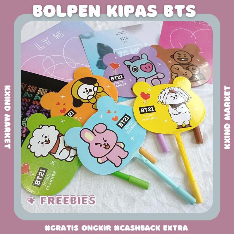

[READY] Bolpen kipas BTS Bt21 / bolpoin BTS / pena BTS / alat tulis BTS