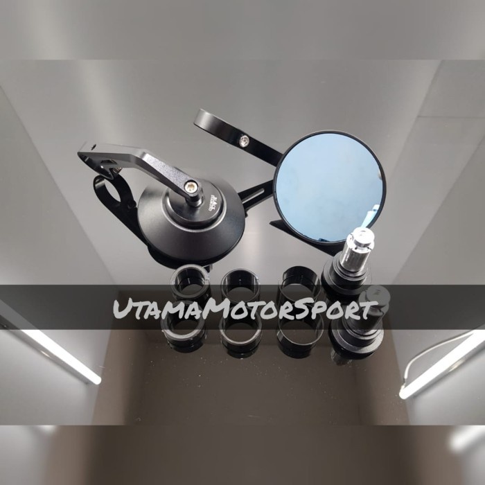 Spion Jalu / Bar End / Stang Bulat model CLASSIC Blue Mirror Anti Silau BLACK DIAMOND Original