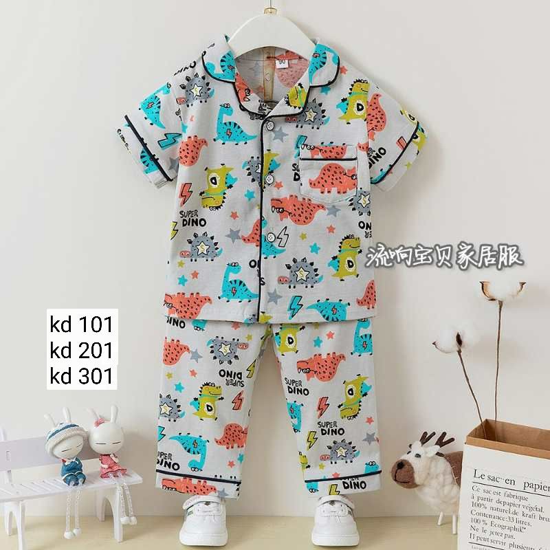 Piyama Anak Import / Setelan Baju Tidur Anak Import Premium Piyama Kancing Depan Anak 1-10 Tahun