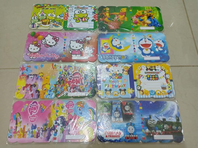 Kartu Undangan Ulang Tahun Ultah Karakter Happy Birthday Invitation Card Hbd Lipat Dua Shopee Indonesia