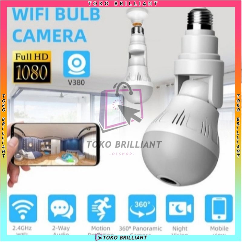 Cctv Ip V380 Lampu Bohlam VR Spy Cam Owlcam Wifi Hd 1080p Panoramic 360 Derajat Bentuk Lampu Bohlam - CCTV V16A