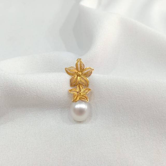 Liontin emas asli mutiara air laut asli