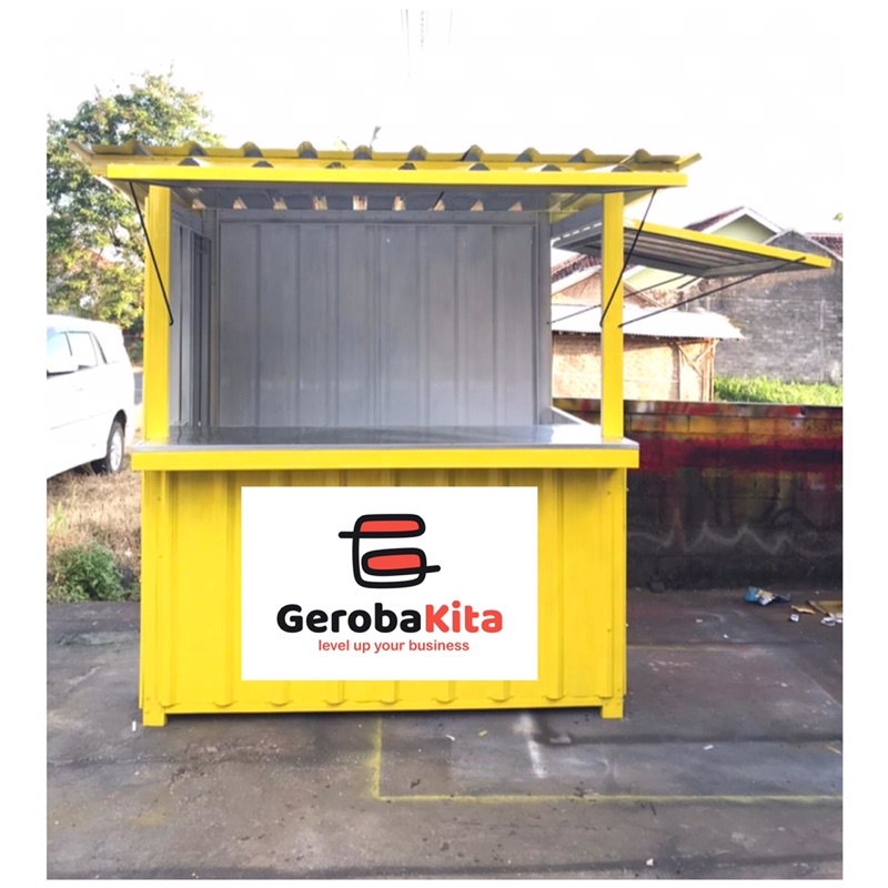 Booth container murah dengan lantai / gerobak murah dengan lantai