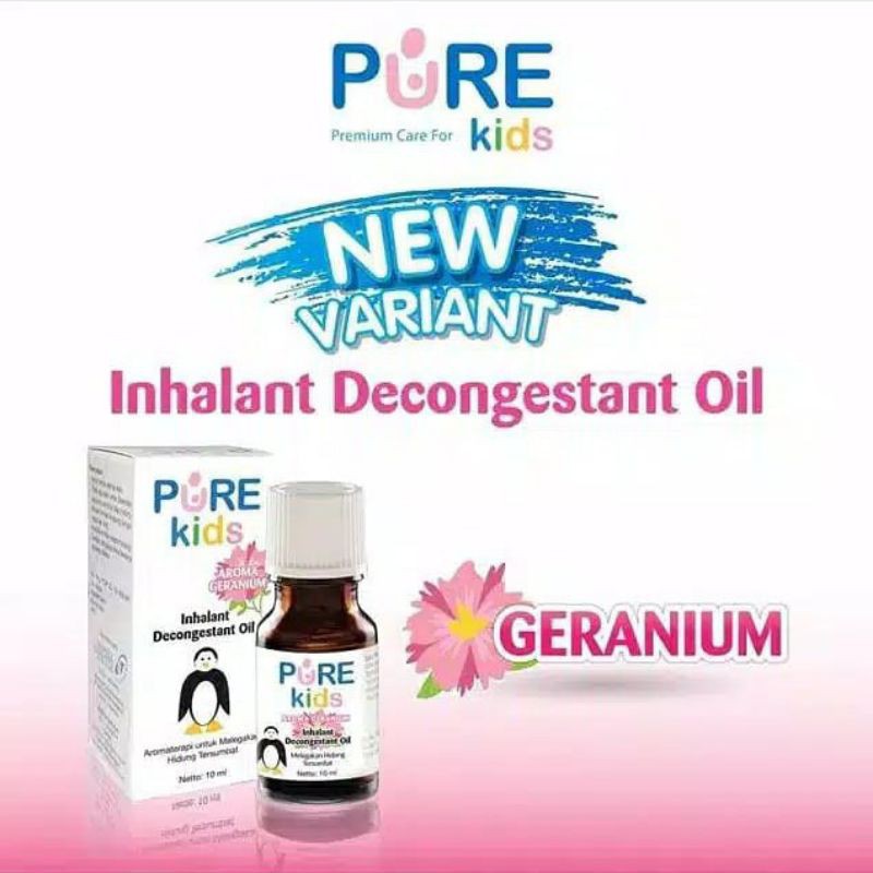 Pure kids Inhalant Decongestant oil 10ml (original, geranium, lemon)