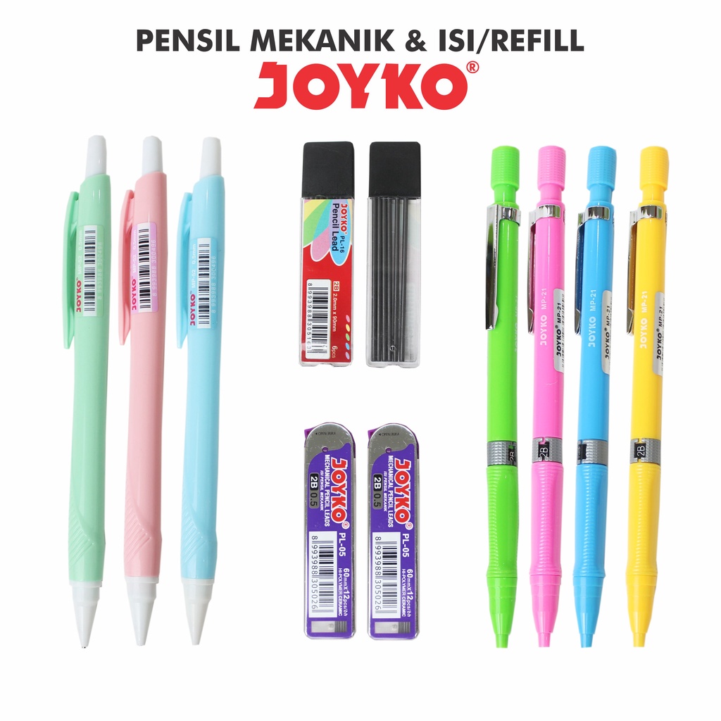 

Pensil 2B Mekanik Joyko Dan Isi Ulang Refill 05 mm Full Color
