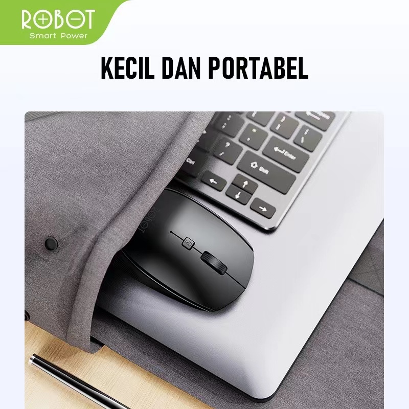 Mouse Wireless ROBOT M205 Optical 2.4Ghz Power ON/OFF 1600DPI Receiver USB untuk PC Laptop - Garansi Resmi 1 Tahun