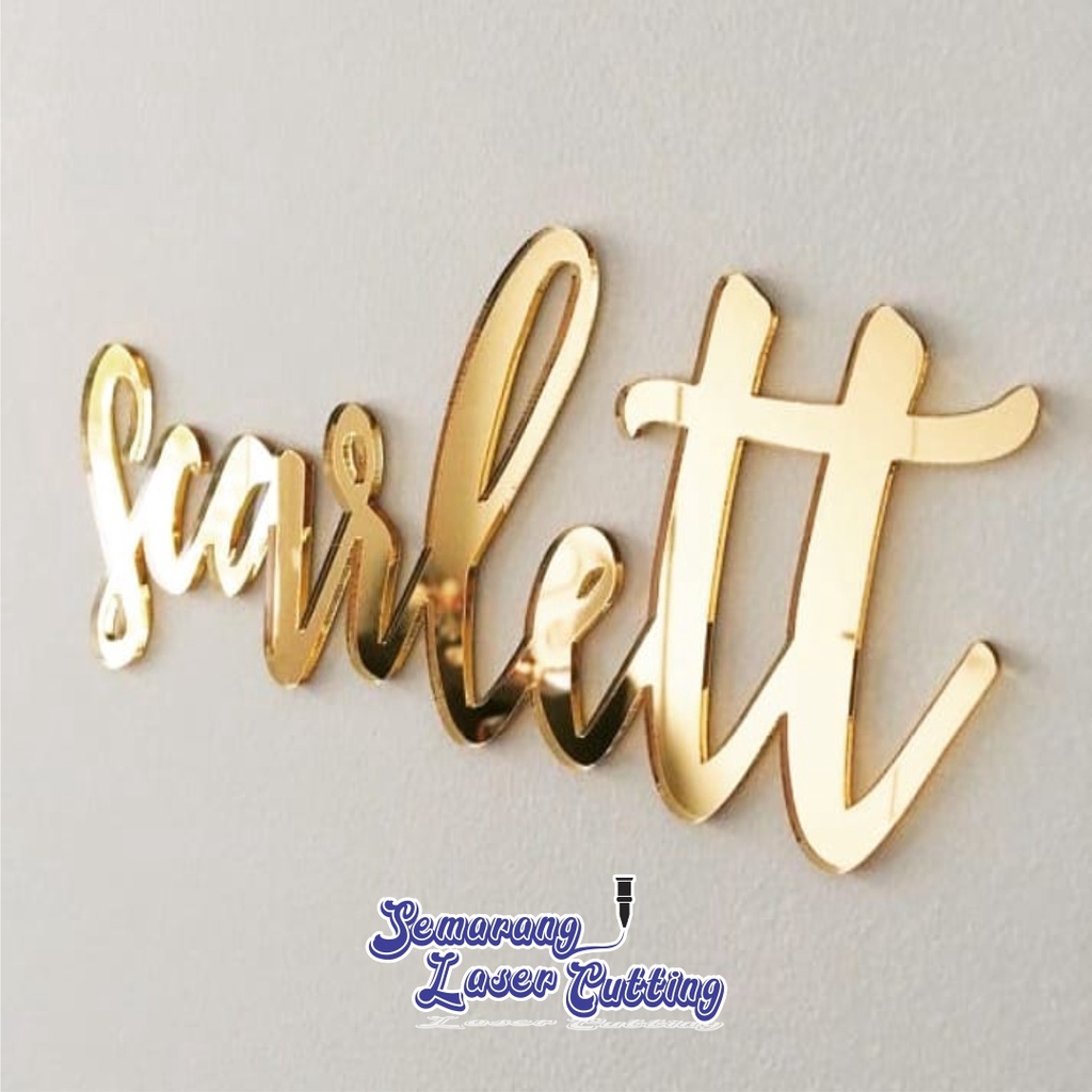 sepasang NAMA AKRILIK MIRROR GOLD CUTTING LETTER MIRROR GOLD chipboard akrilik dekorasi mahar rustic