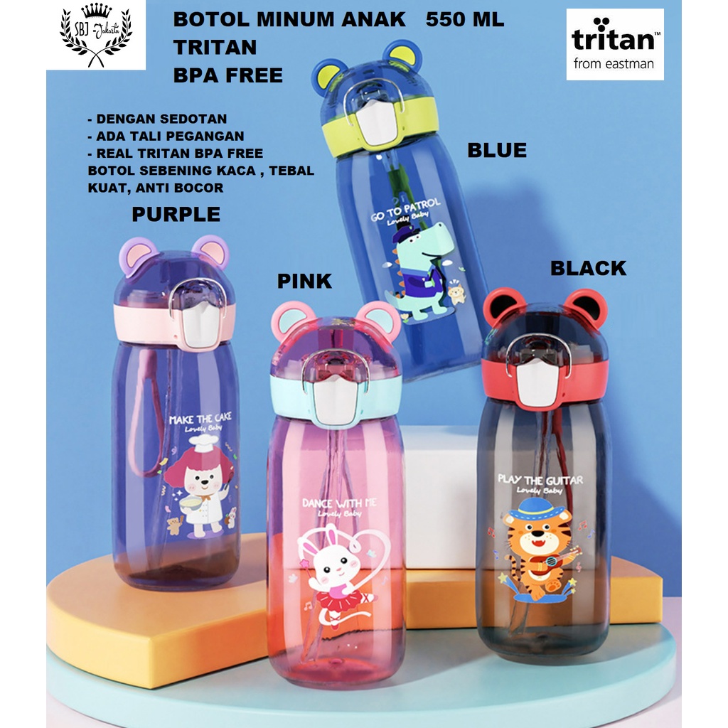 BOTOL MINUM ANAK TRITAN 100% BPA FREE BABY ANIMAL 550ml DENGAN SEDOTAN