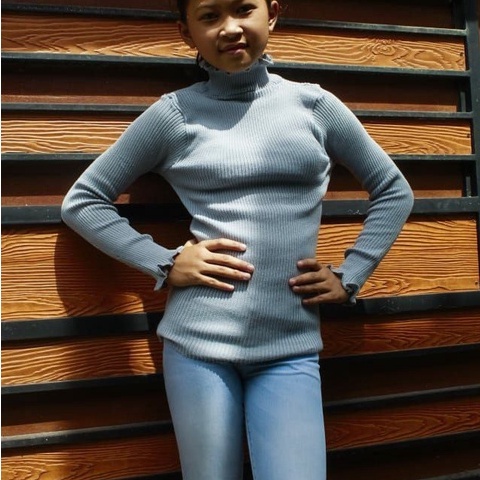 [ 7-11 Tahun ] DAISY CURLY SWEATER | TURTLENECK KRIWIL LENGAN PANJANG | SWEATER ANAK | ATASAN ANAK