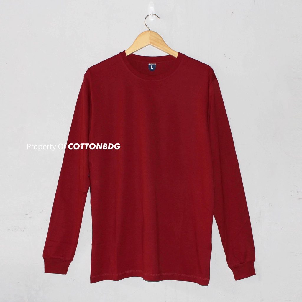 KAOS POLOS MAROON SOLID PRIA WANITA LENGAN PANJANG UKURAN S-XL BAHAN COTTON COMBED 30S ORGINAL