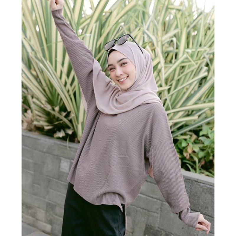 BOXY V NECK Rajut Premium Halus Sweater Rajut Boxy Muat XL-Bergundy Boxy V