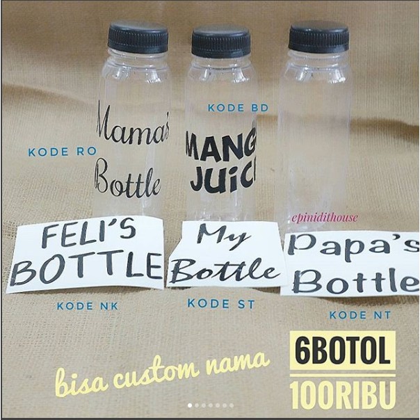 Download Paket 6 Toples Juice PET Sticker Custom Isi Nama Bumbu Dapur Plastik Font Unik Botol Jus Minuman ...