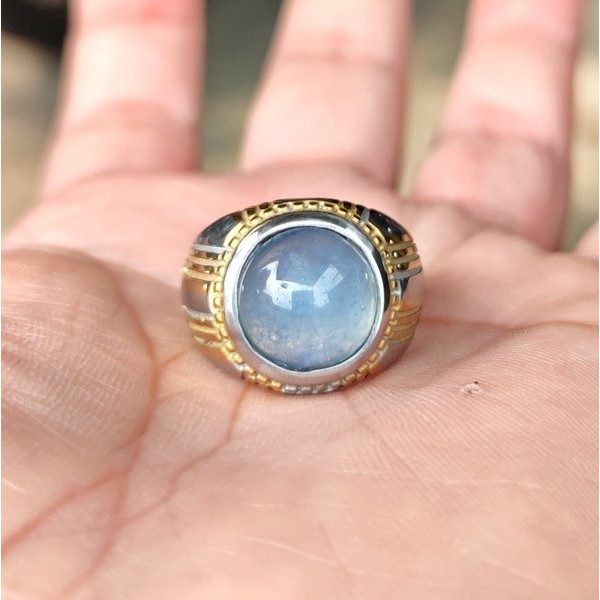 Cincin Batu Akik Natural Blue Quartz Termurah