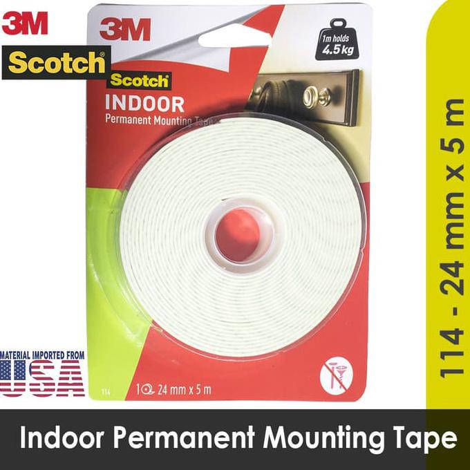 

[[BISA COD]] Indoor Permanent Mounting Double Tape 3M 24 mm x 5 m Scotch 114 KOMPLIT Kode 1472