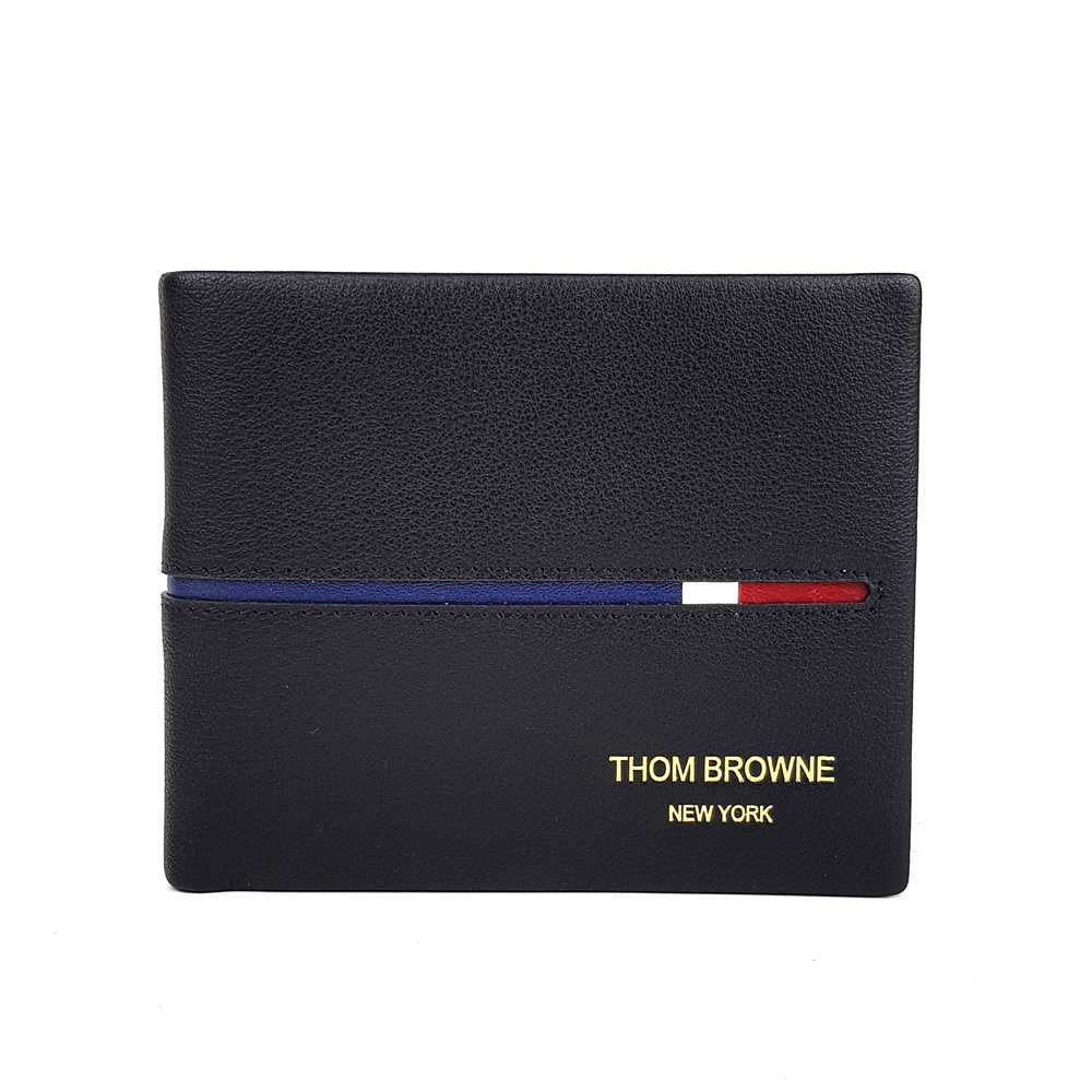 Dompet Tidur Lipat Pendek Kulit Asli - THOM BROWNE tGGSRa-3 BLACK