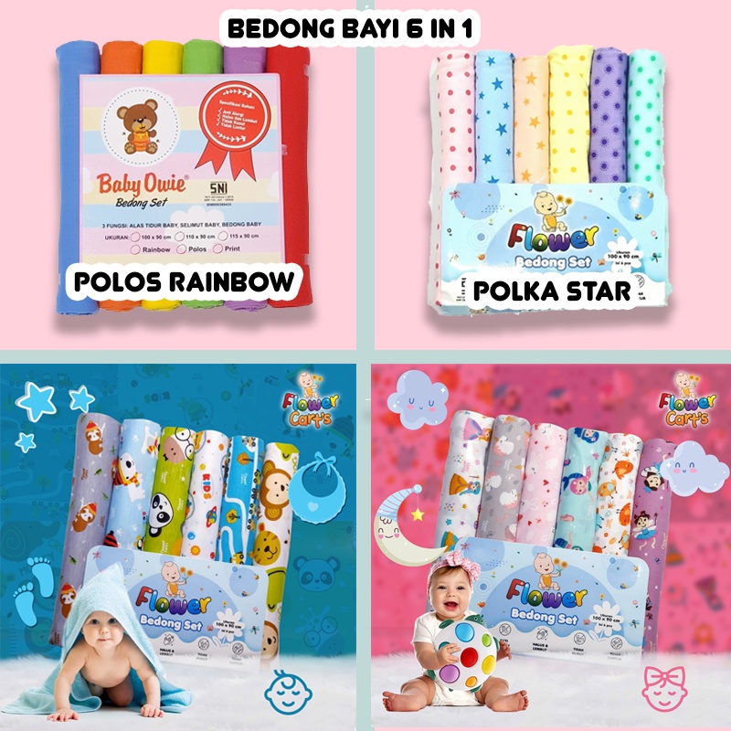 Bedong Bayi Flower | Bedong Bayi Baby Owie | Bedong Bayi Kaos 100x90