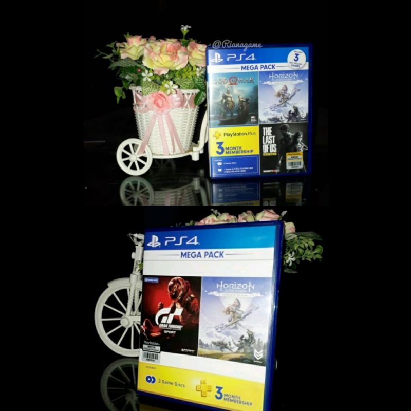 BD Kaset PS4 Megapack Horizon Zero Dawn God of War  &amp; Gran Turismo Sport Megapack Bundle Reg 3 Bekas Second Mulus