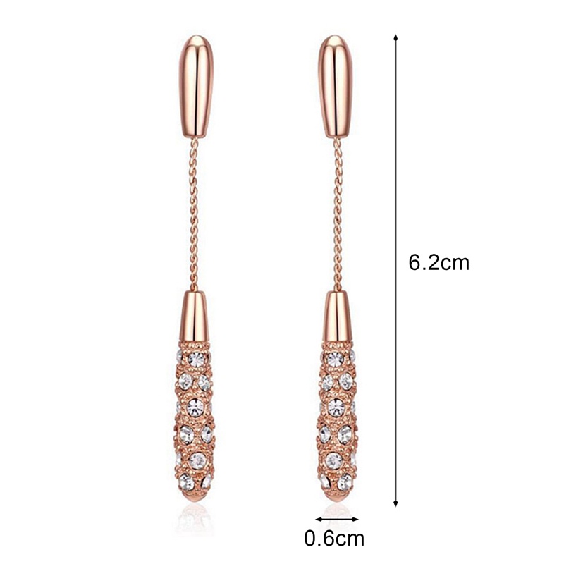 1 Pasang Anting Stud Panjang Bentuk Teardrop Bahan Alloy Untuk Wanita