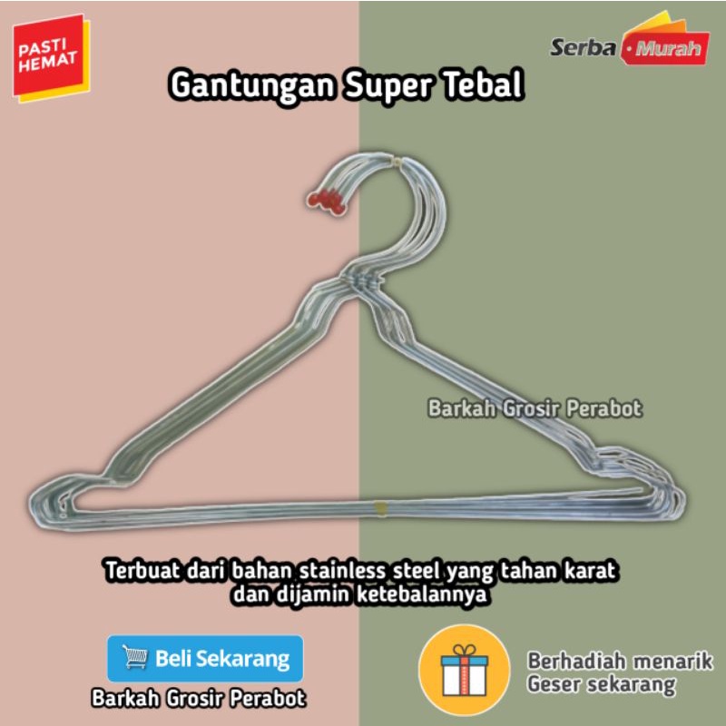 Gantungan Hanger Anger Hangger Henger Baju Jemuran Pakaian Dewasa Besi tebal Stainless Murah anti ka