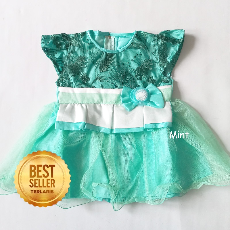 Baju Bayi Perempuan 6 12 Bulan Dress Ulang Tahun Bayi Cewe NewBorn Gaun Pesta Bahan Brukat KA105