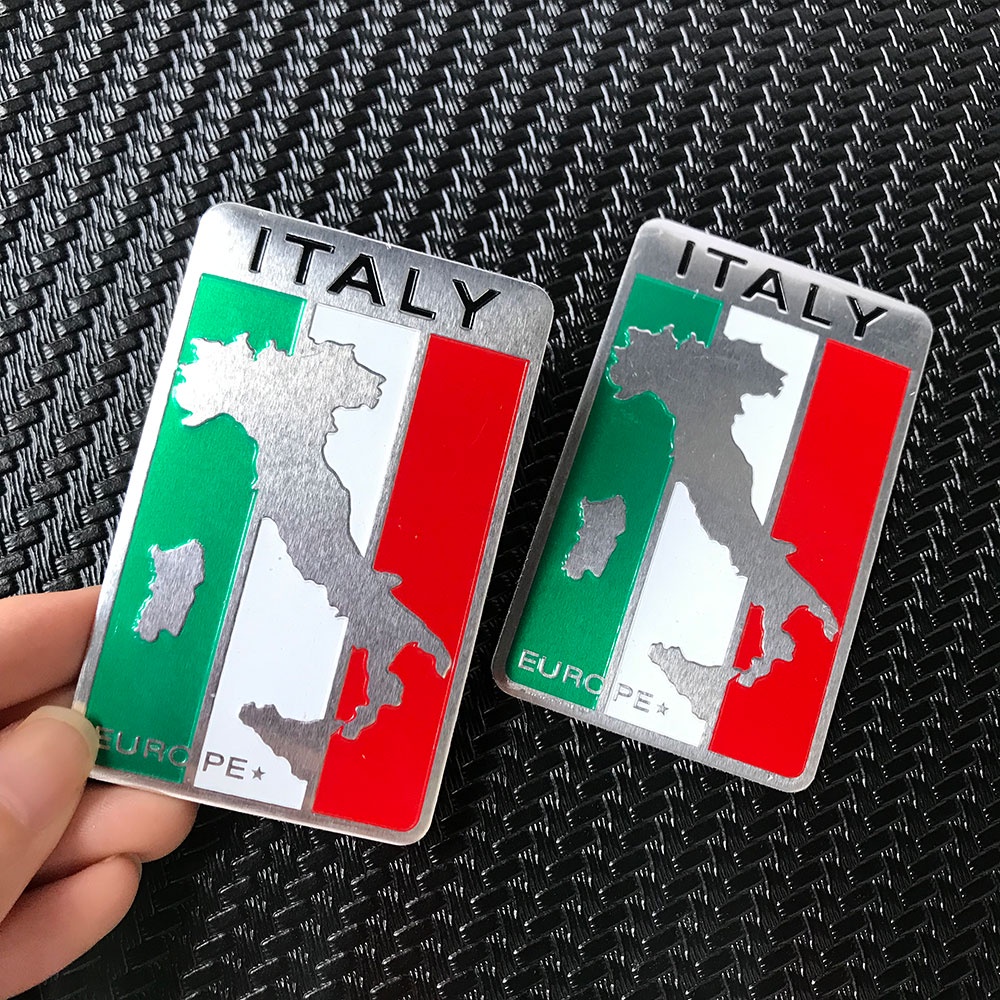 2pcs Stiker Emblem 3D Motif Bendera Nasional Italia Bahan Aluminum Untuk Mobilmotor Ford Alfa