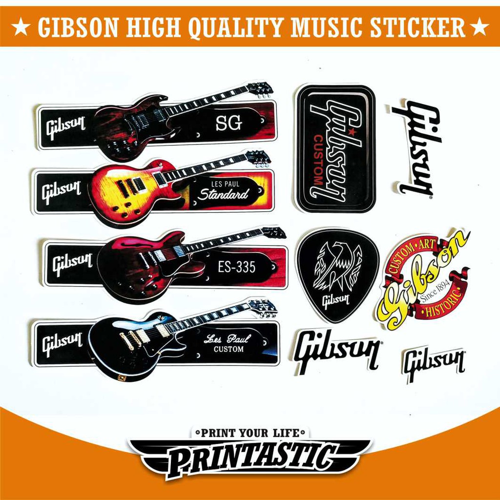 10 pcs Gibson Guitar Official Sticker Set Guitar Sticker