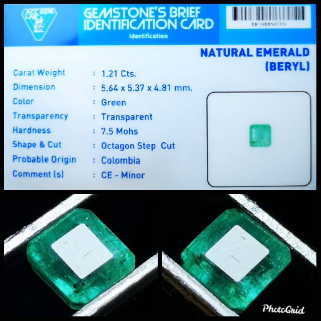 [COD] NATURAL EMERALD BERYL OCTAGON + MEMO