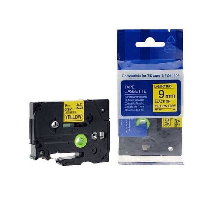 

AZe-621 9mm Black on Yellow Compatible Tape