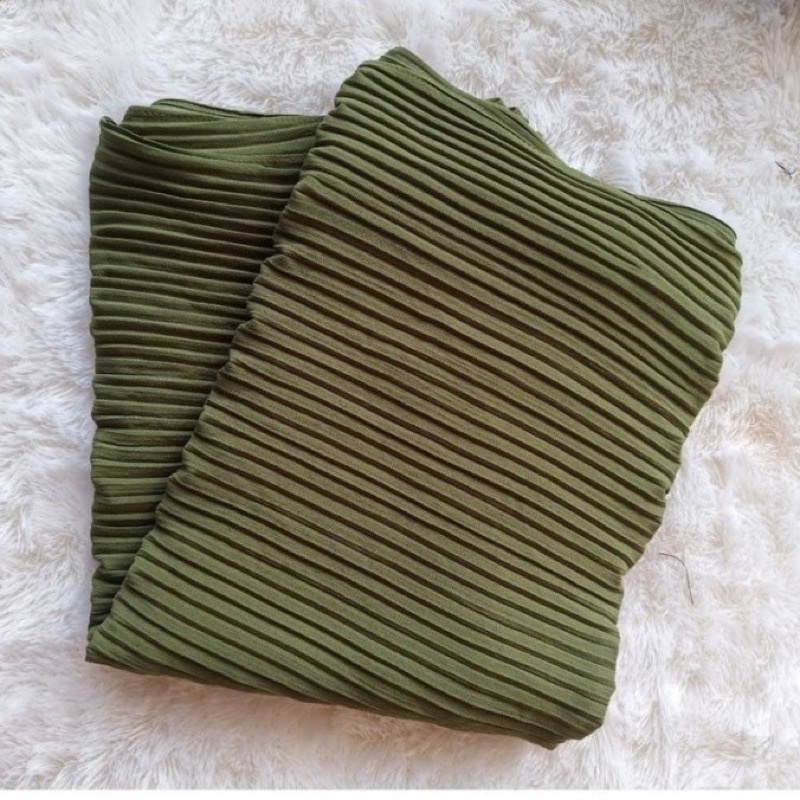 HIJAB PLISKET SQUARE / PLISKET SEGIEMPAT / HIJAB PLISKET SEGIEMPAT VOAL-Army