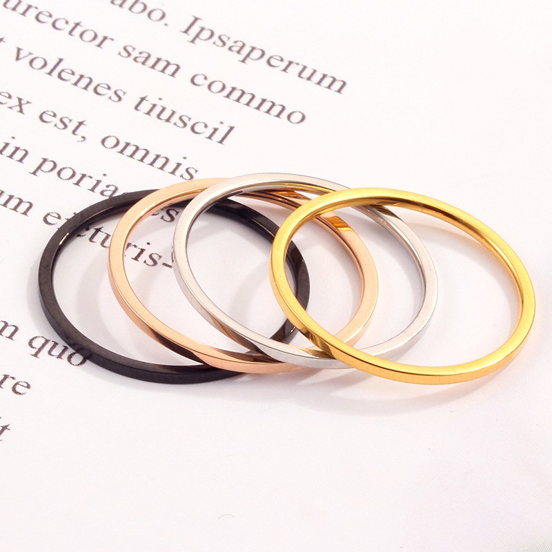 Cincin halus sederhana polos Cincin titanium sangat cincin anti karat Rose Gold Pecinta Lady