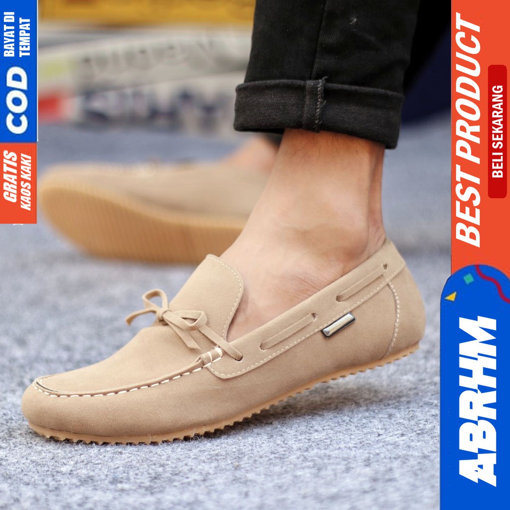 ABRHM- CELTIK Sepatu Slip On Pria Sepatu Casual Pria Sepatu Kulit Asli Pria Sepatu Kasual Semi Formal Kuliah Kondangan Gaya Santai Keren Kekinian Murah Original Terlaris