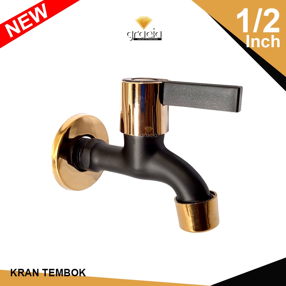 Kran Tembok Black Gold TERBARU | Kran Air Tembok dan Taman 1/2 Inch