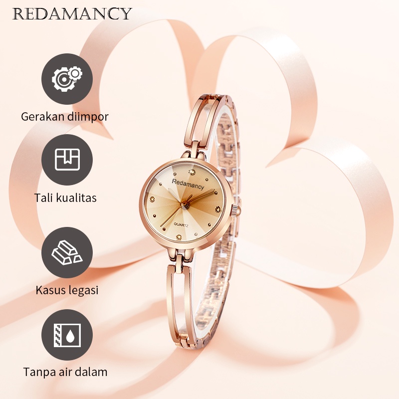 Redamancy Original Jam Tangan Wanita  Anti Air Luxury Mode Jam Tangan Wanita Kecil watch emas mawar Jam Tangan Kuarsa