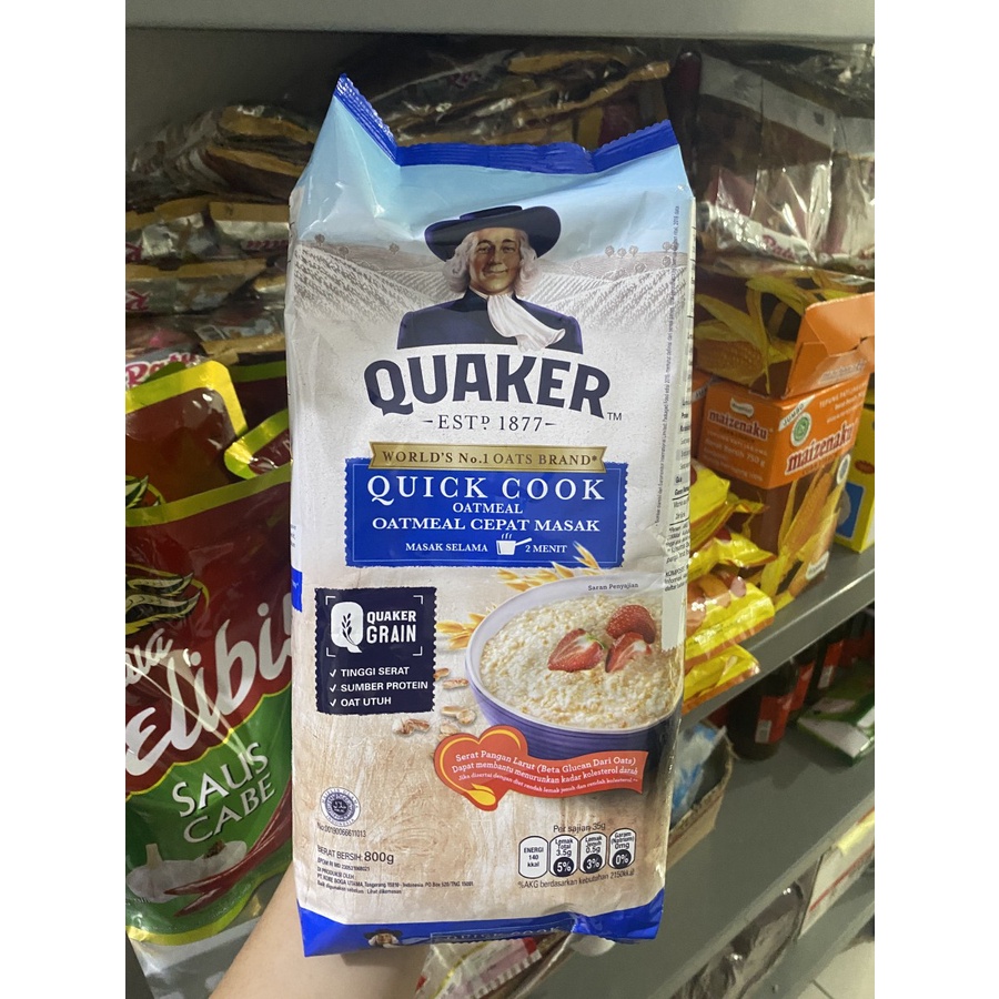 Quaker Quick Cooking Oatmeal 800g Biru