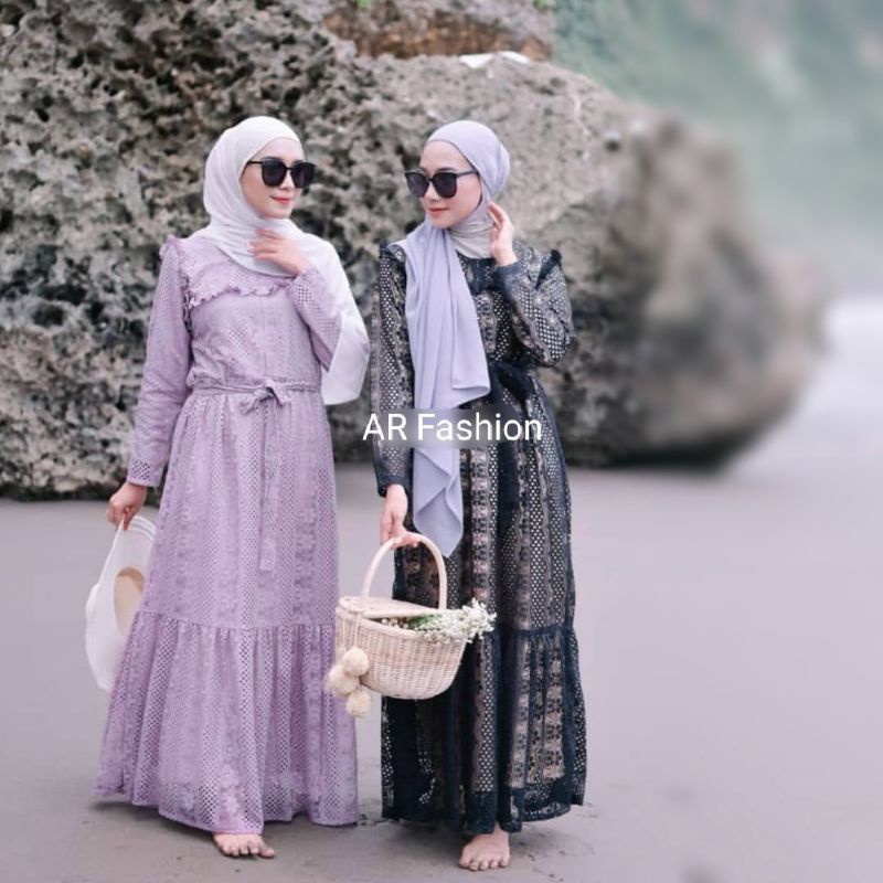 Gamis Sheryl Shabby Brocade Brokat Import Lace Import Maxy Dress Muslim Baju Kondangan Cantik
