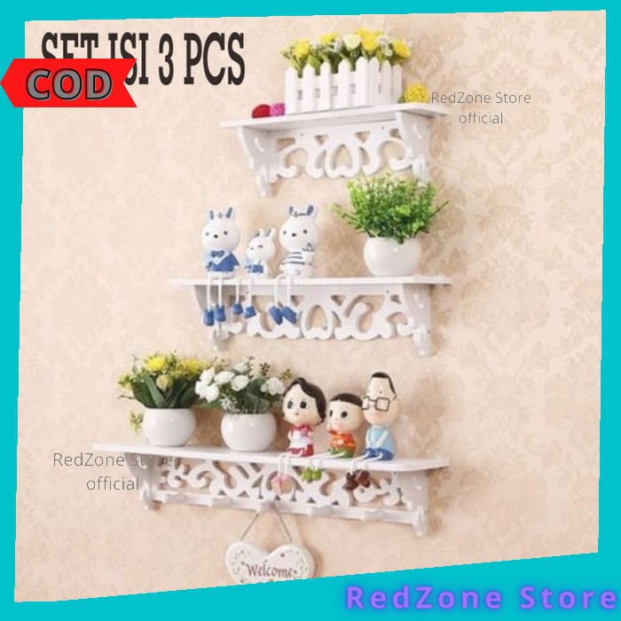 Rak Dinding Tempel Minimalis Gantung Vintage 1Set Isi 3pcs Murah Pajangan Dinding Dekorasi Rumah Rua