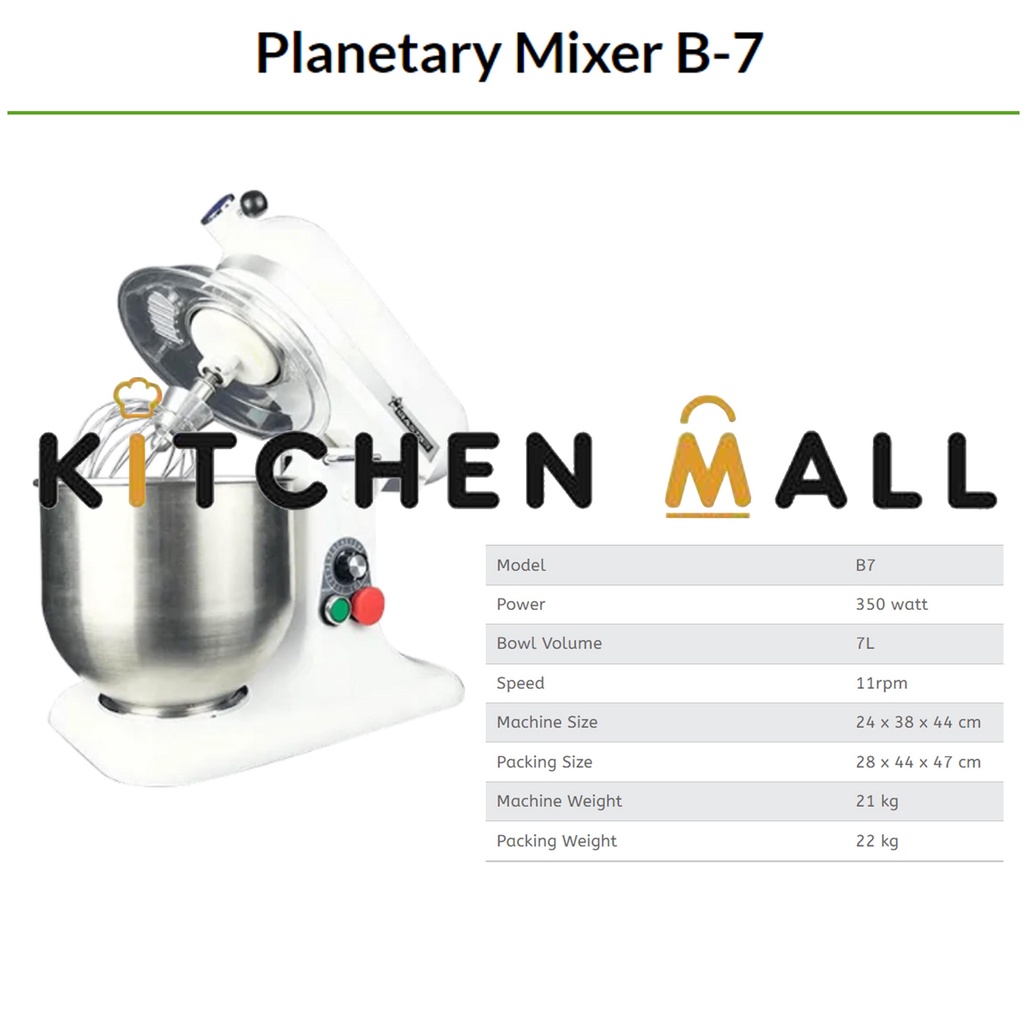 WIRASTAR B7 WHITE - MIXER PENGADUK ADONAN KUE ROTI / BAKERY MIXER